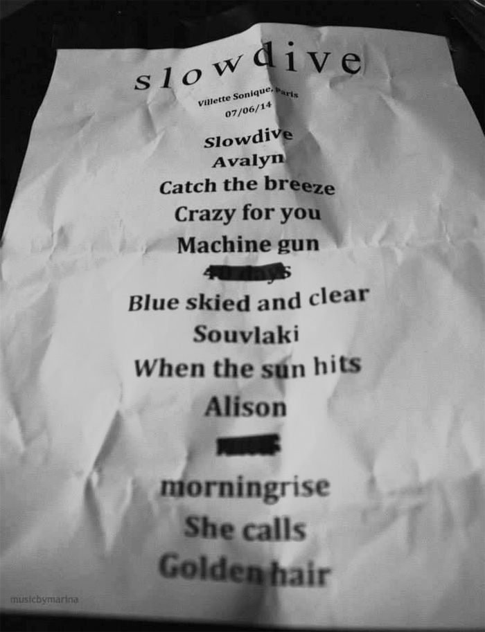 [SETLIST] Slowdive @ La Villette Sonique - 07/06/2014