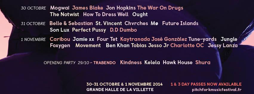 Pitchfork Music Festival Paris 2014 : programmation