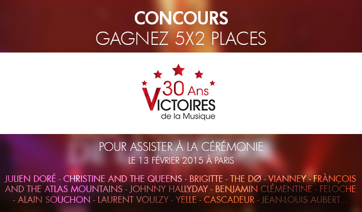 Gagnez 5x2 places pour Les Victoires de la musique 2015